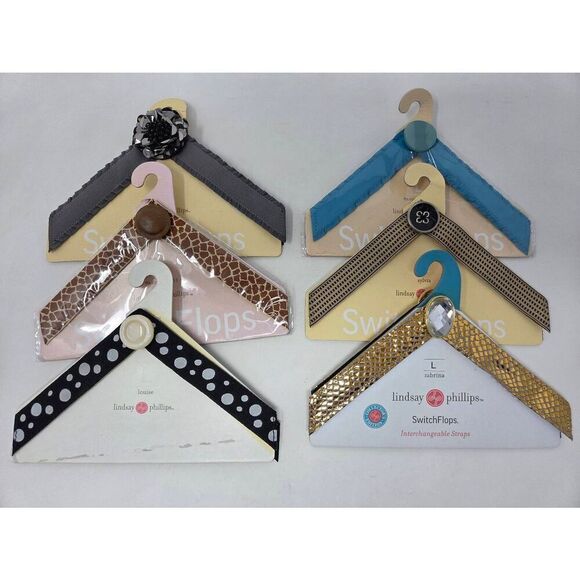 LINDSAY PHILLIPS SWITCH FLOPS LOT OF 6 WOMENS SANDAL STRAPS SIZE 9 10 11 - Picture 1 of 7